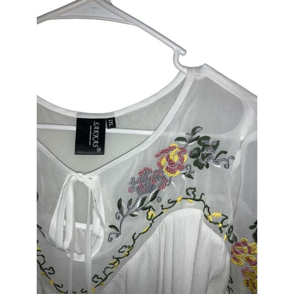 Sakkas Enya Long Sleeve Adjustable Bell Sleeve Batik Blouse Size Xl - Picture 3 of 5